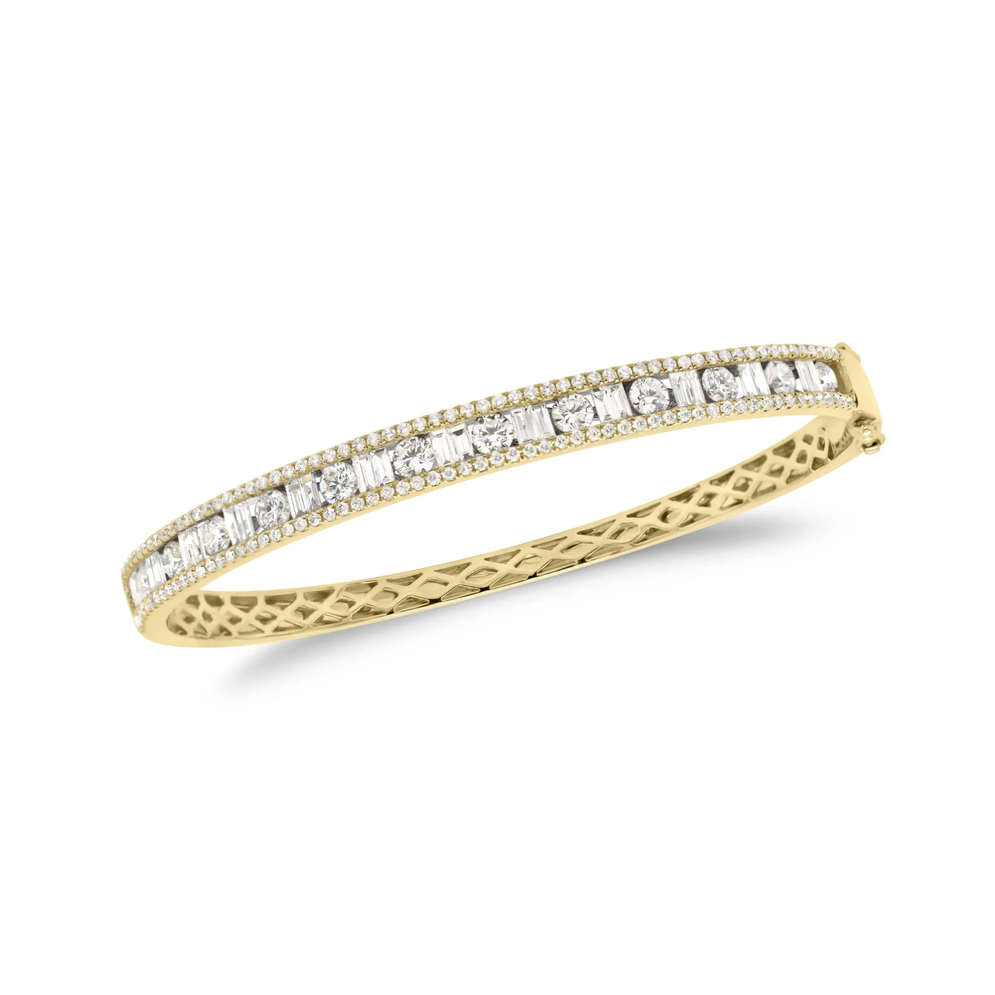 Round & Baguette Diamond Bangle