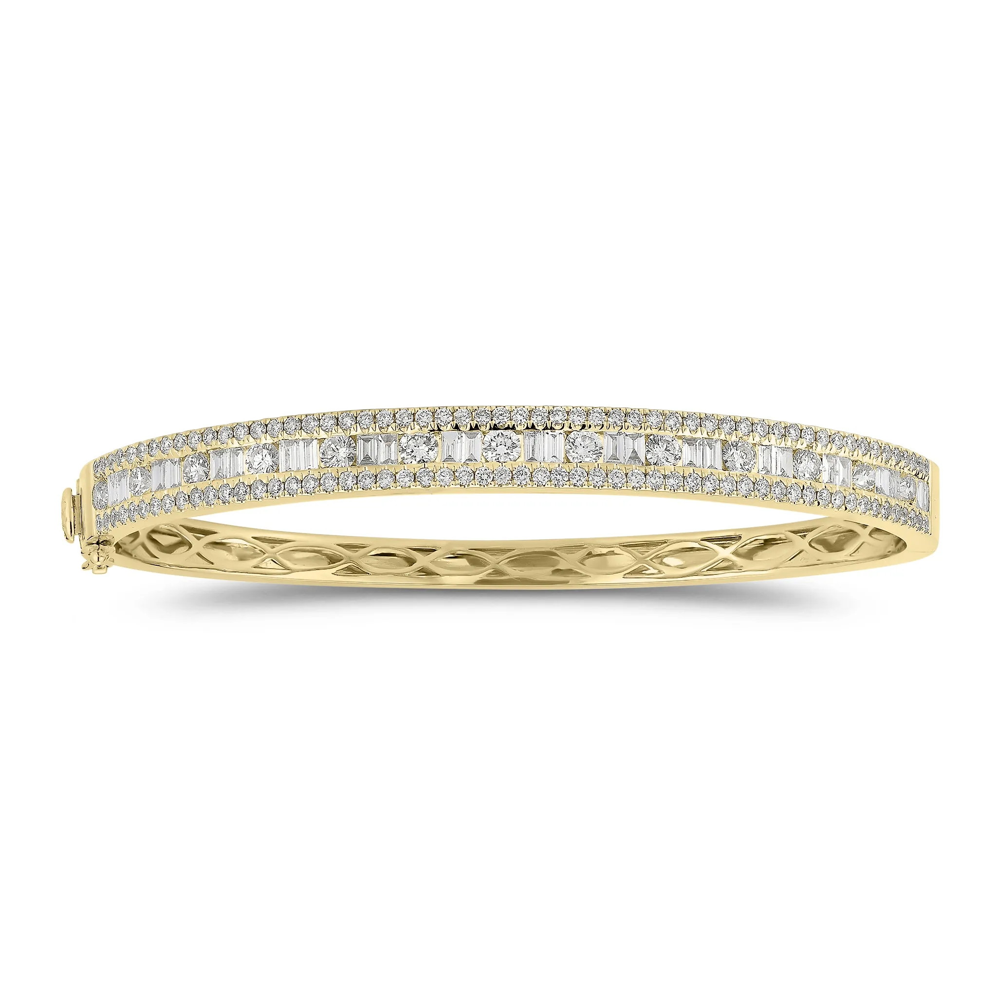 Round & Baguette Diamond Bangle