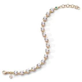 Round "European Cut" Rock Crystal Tennis Bracelet in 18K Gold