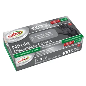 Sabco Nitrile Gloves Powder Free Extra Large Black 100pcs