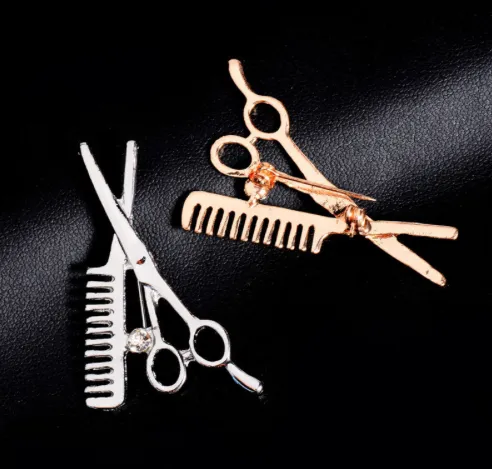 Scissor and Comb Lapel Pin