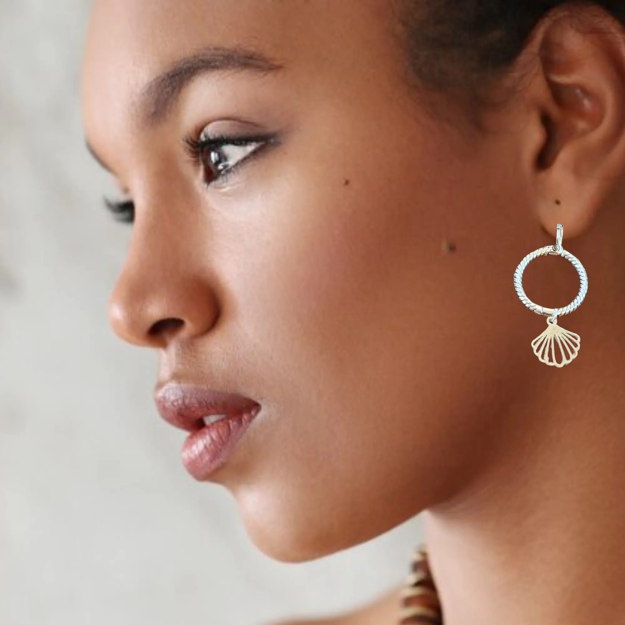 Seashell Sterling Double Hoop Earrings, 3 in 1 Hoops