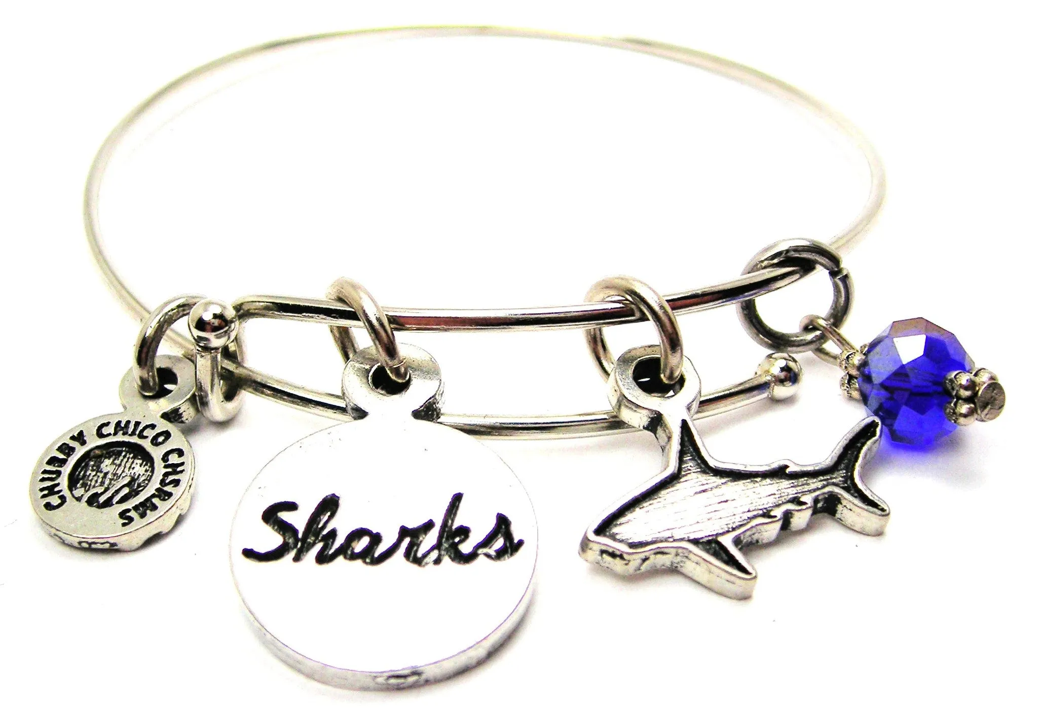 Shark With Sharks Circle Expandable Bangle Bracelet