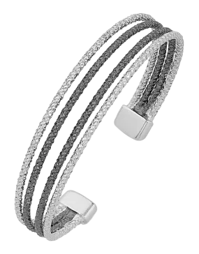 Silver Bangle - Sterling Silver Two Tone Cuff Bangle - 758212