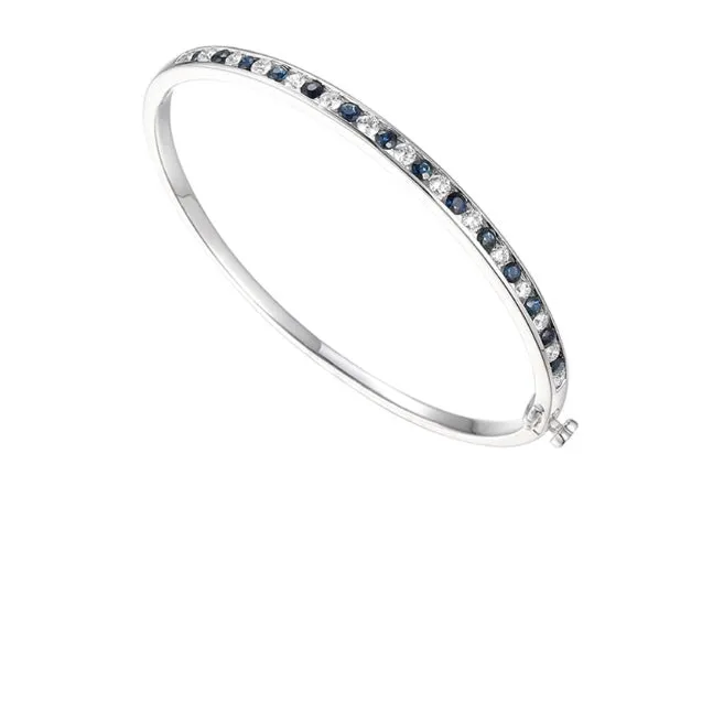 Silver CZ and Sapphire channel set bangle