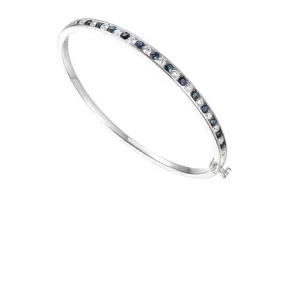 Silver CZ and Sapphire channel set bangle