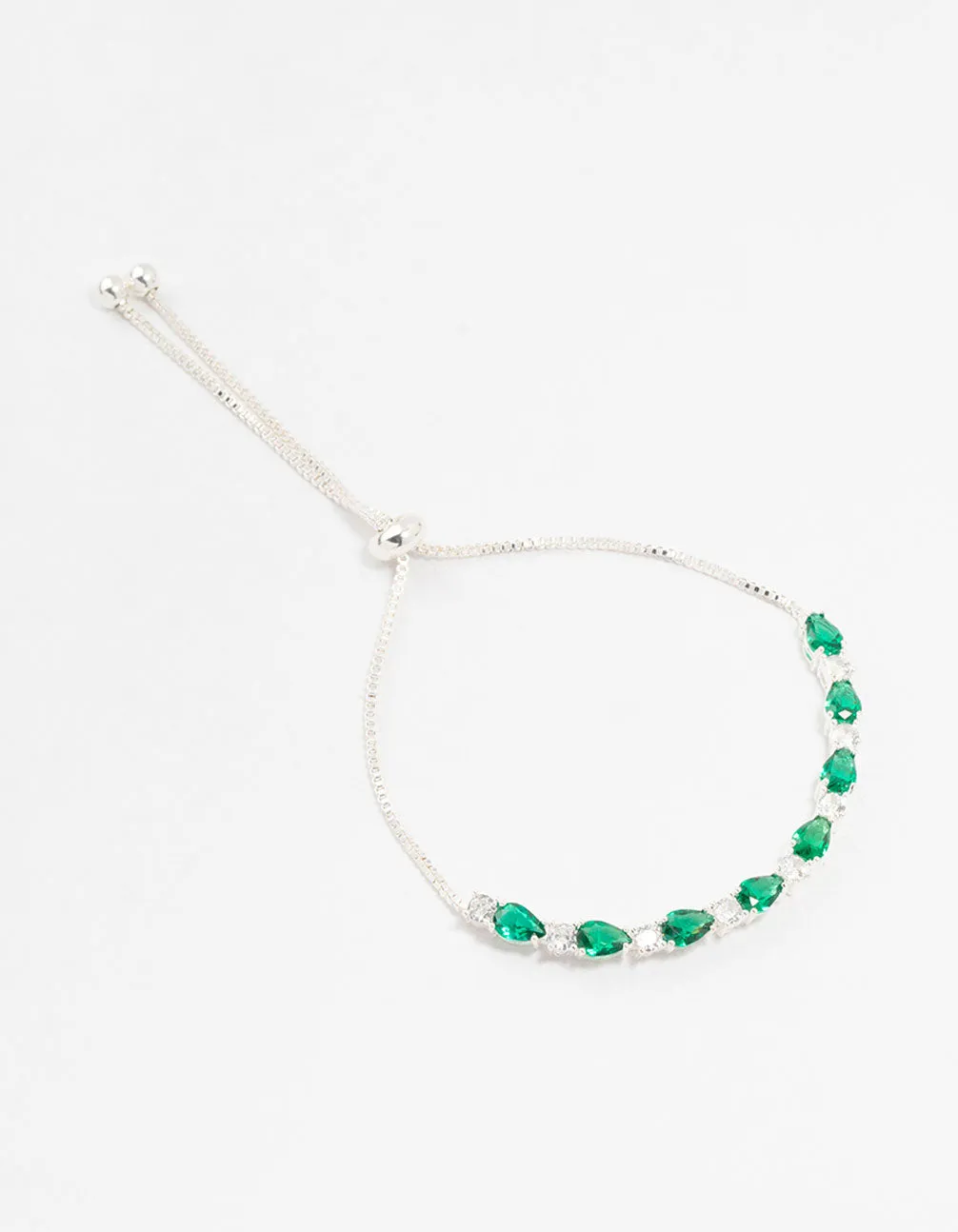 Silver Emerald Cubic Zirconia Toggle Bracelet