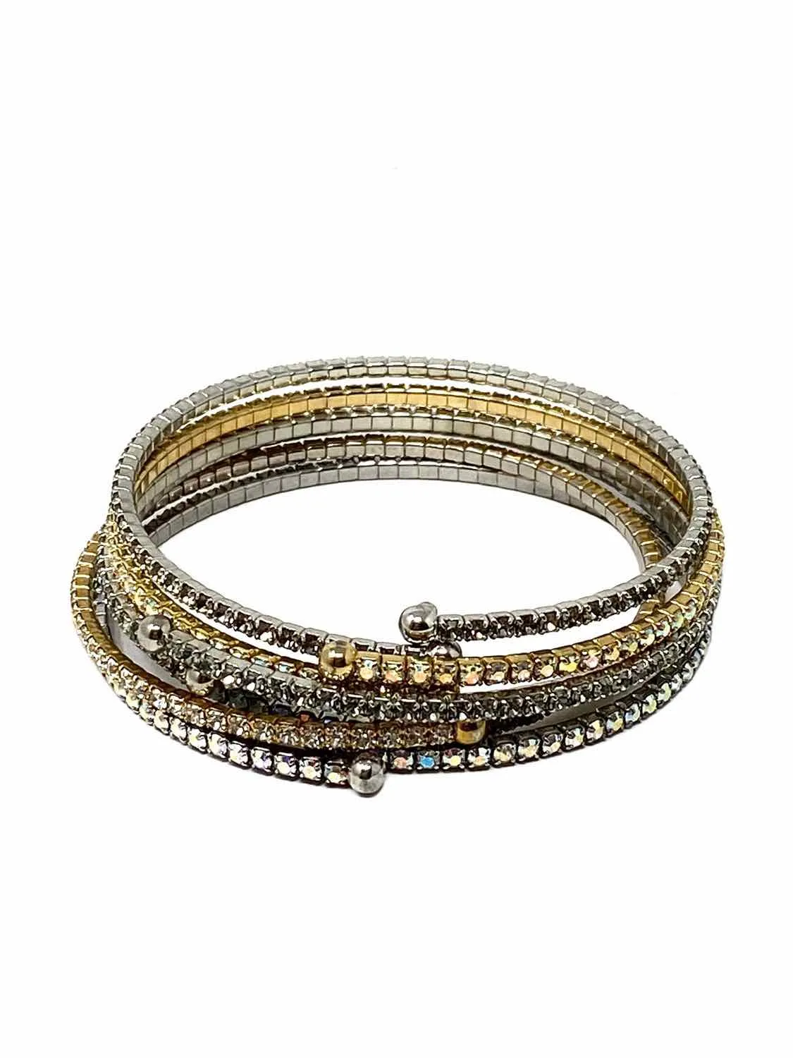 Silver/Gold Stretch Crystal Bracelet