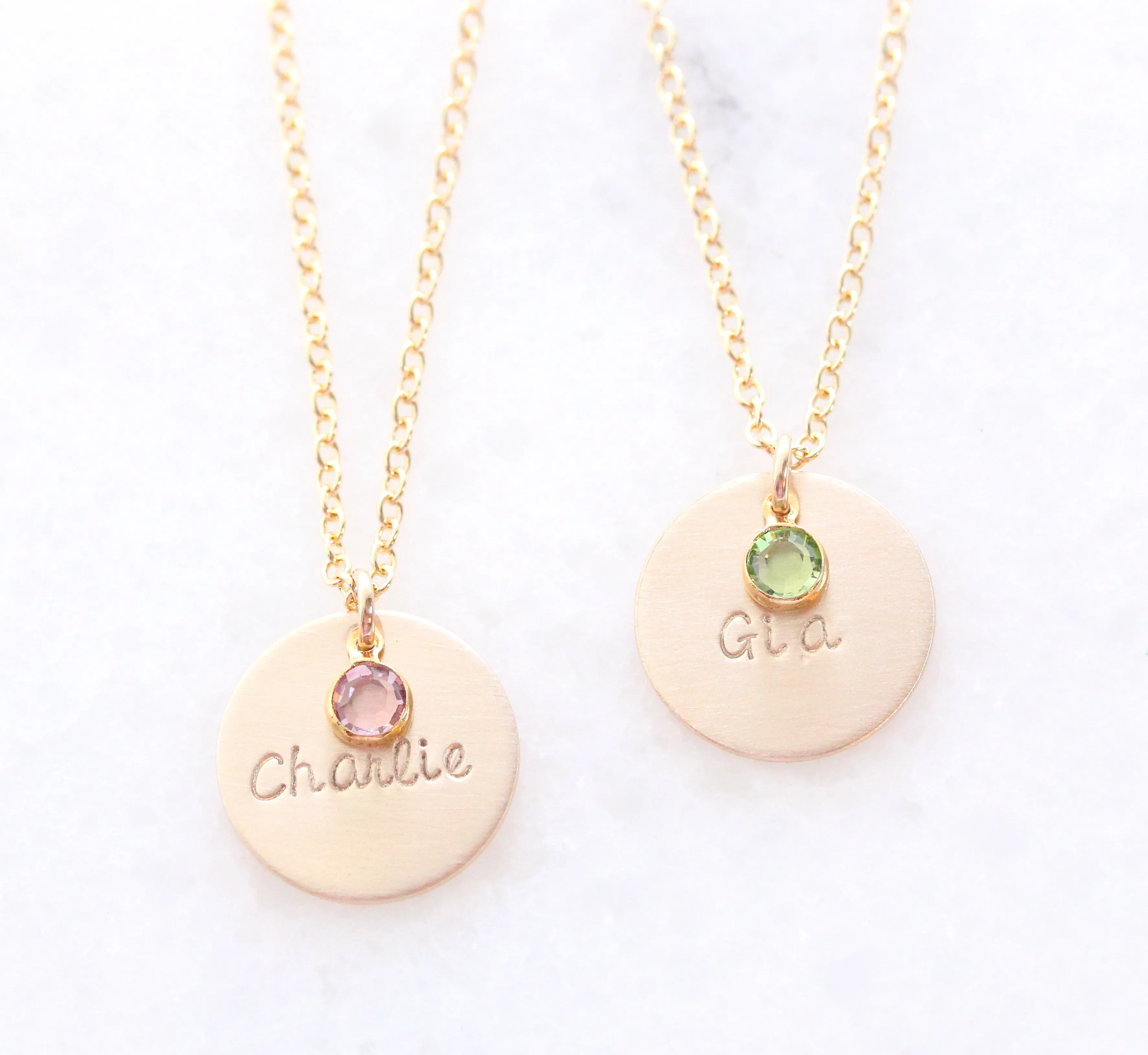 single drop necklace   mini birthstone {gold}