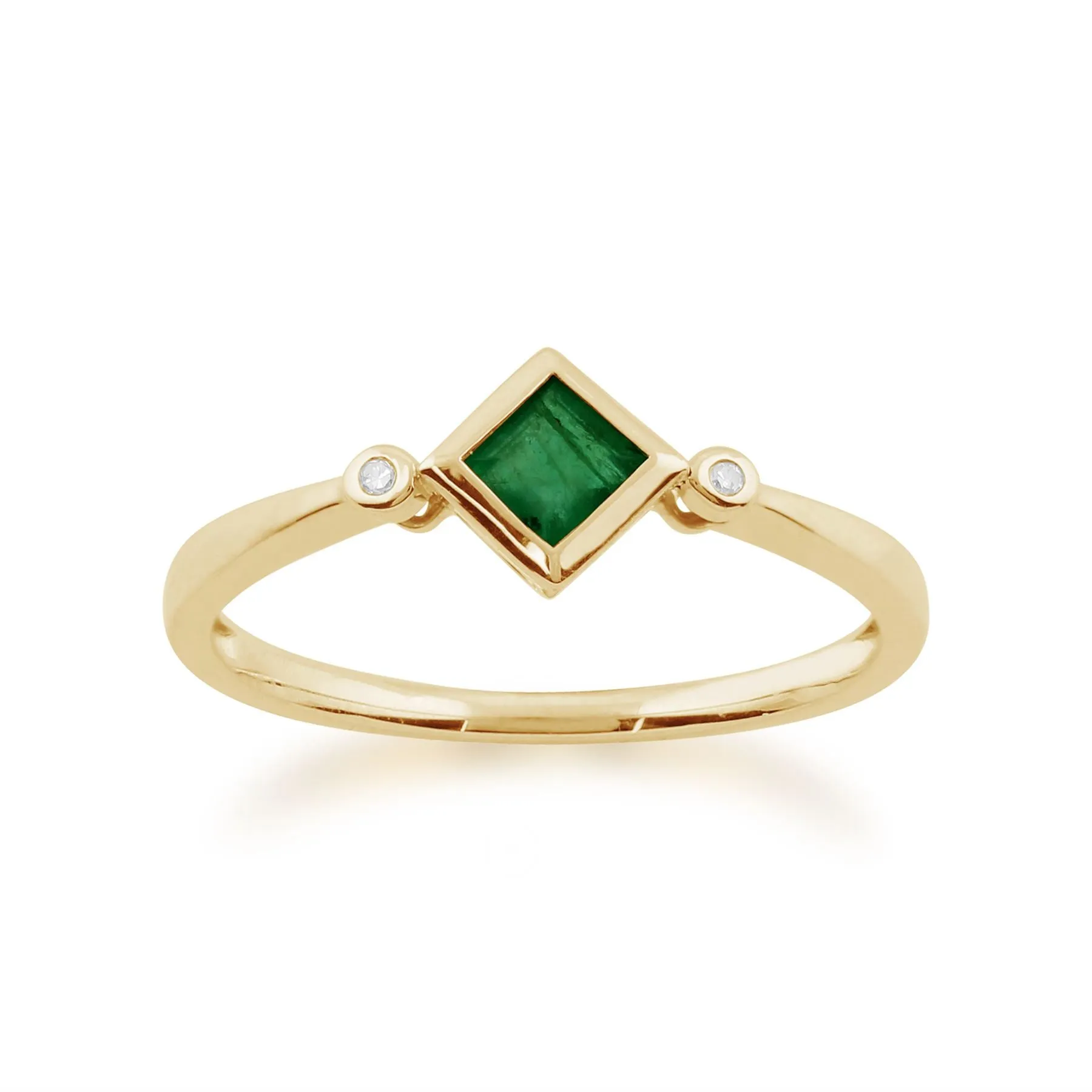 Smaragd Ring, 9 Karat Gelbgold 0.27ct KT SMARAGD & DIAMANTRING