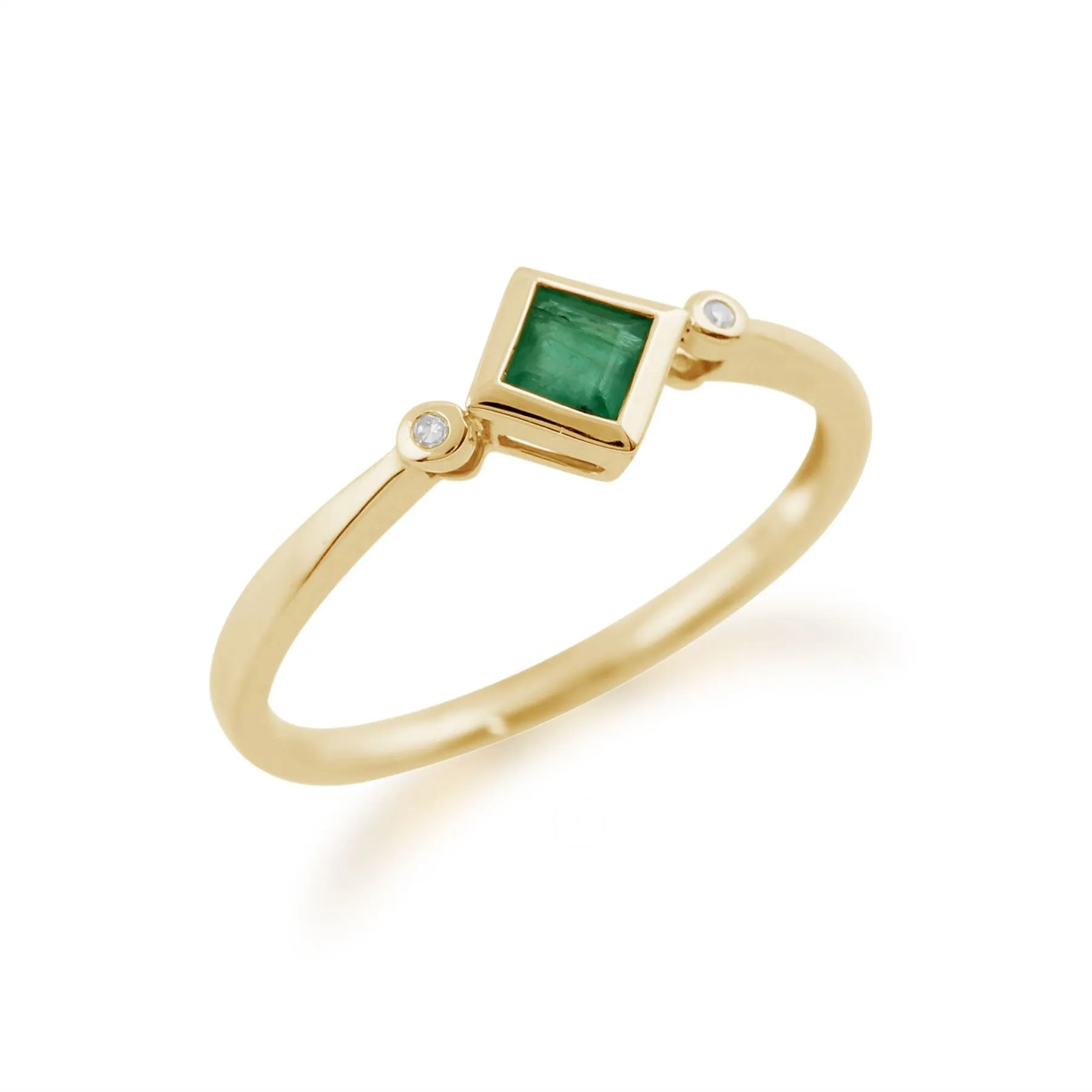 Smaragd Ring, 9 Karat Gelbgold 0.27ct KT SMARAGD & DIAMANTRING