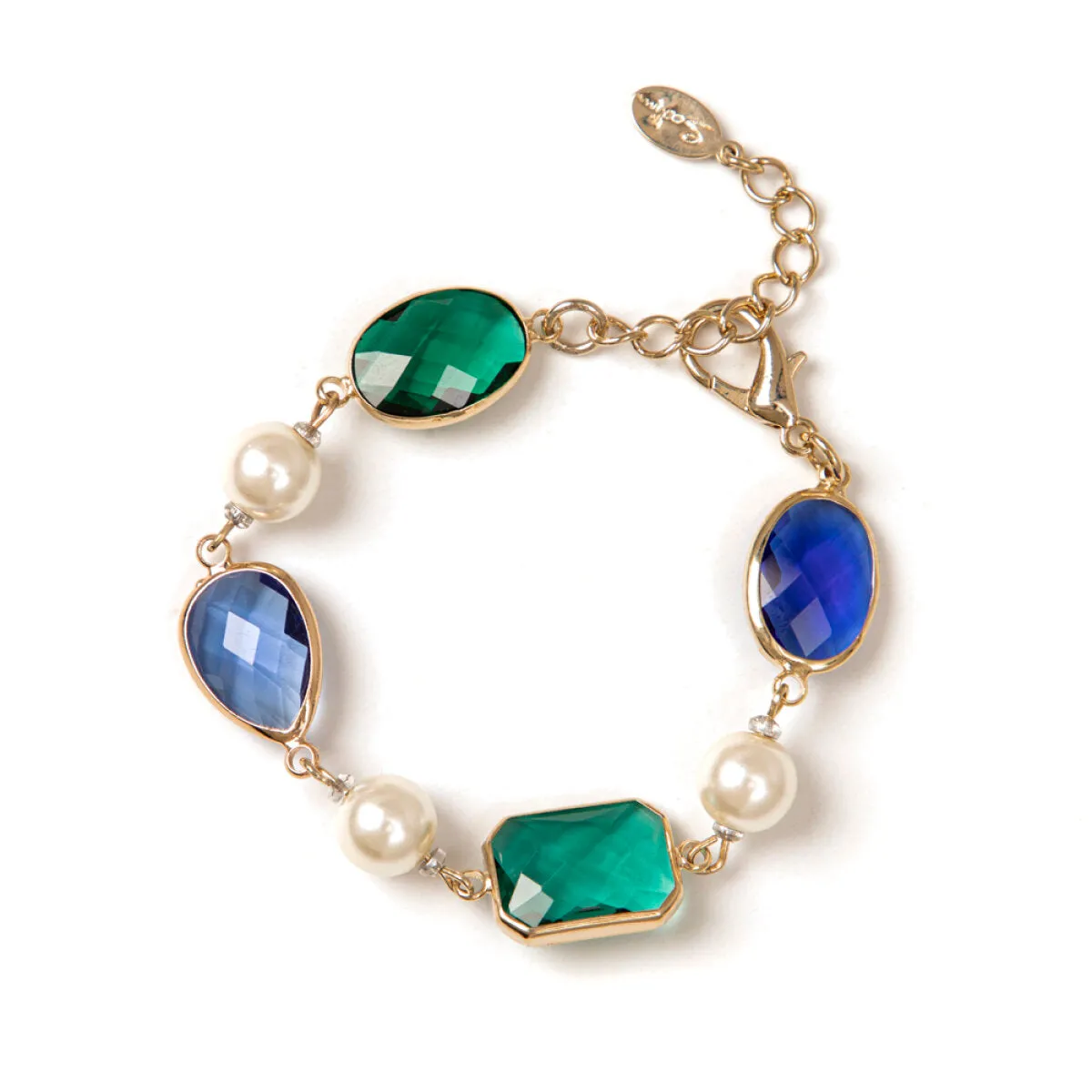 SODINI BRACELETS WITH FOUR BRILLIANT CRYSTALS AND PEARLS IN MULTI