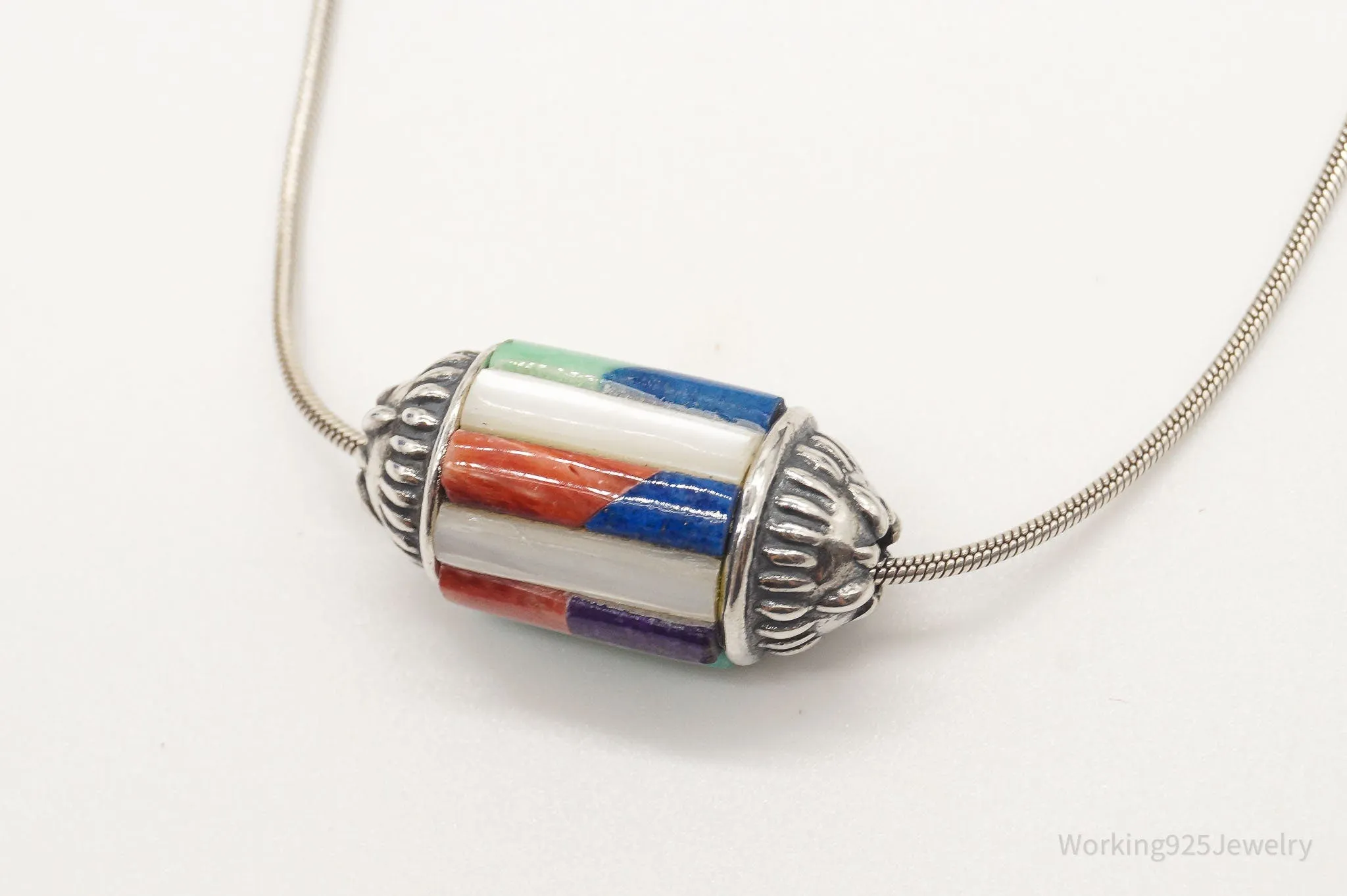 Southwest Designer Carolyn Pollack Multi Gem Sterling Silver Necklace