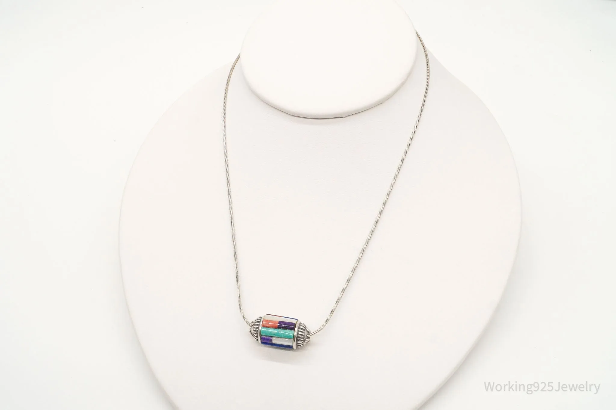 Southwest Designer Carolyn Pollack Multi Gem Sterling Silver Necklace