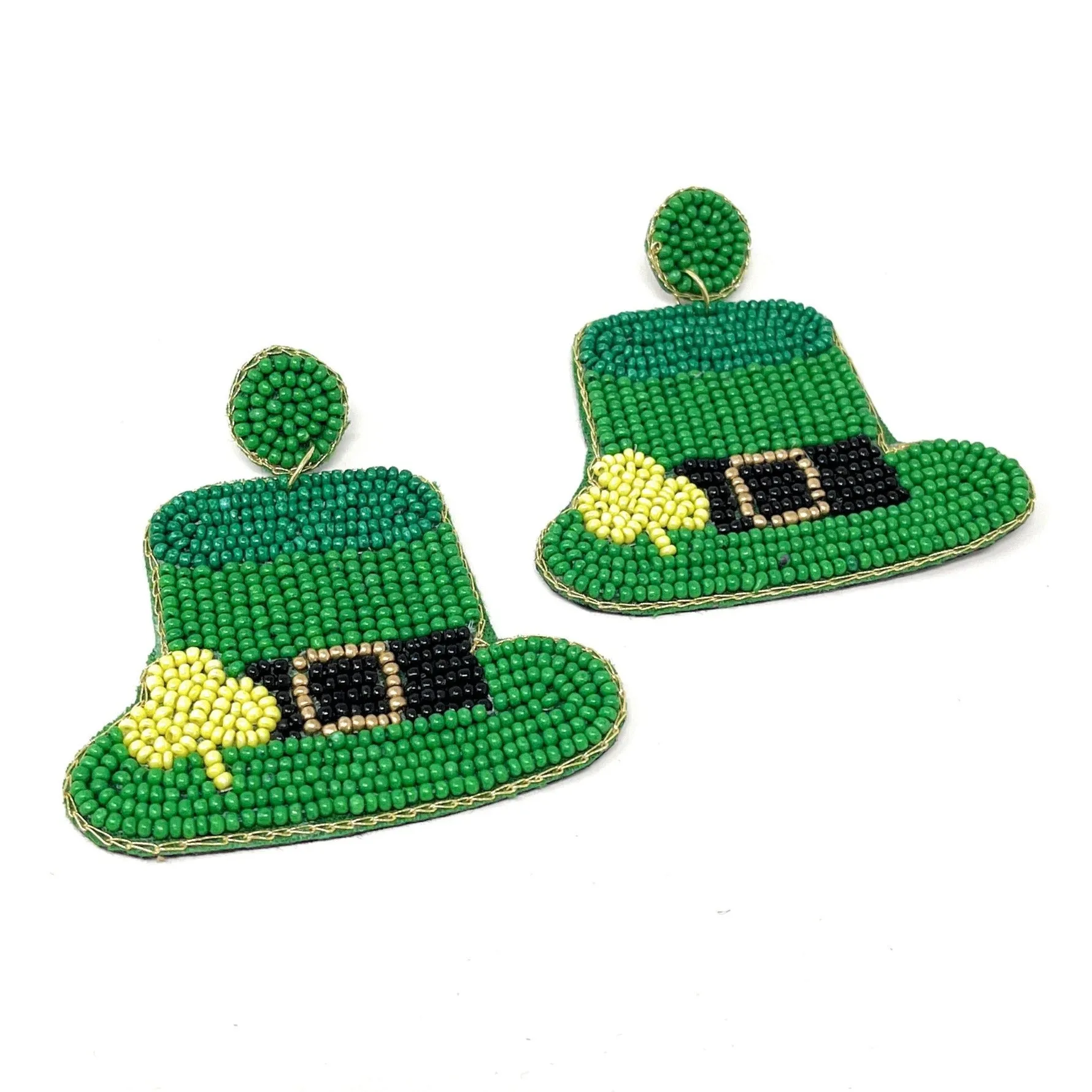 St. Patrick's Day Hat Beaded Earrings