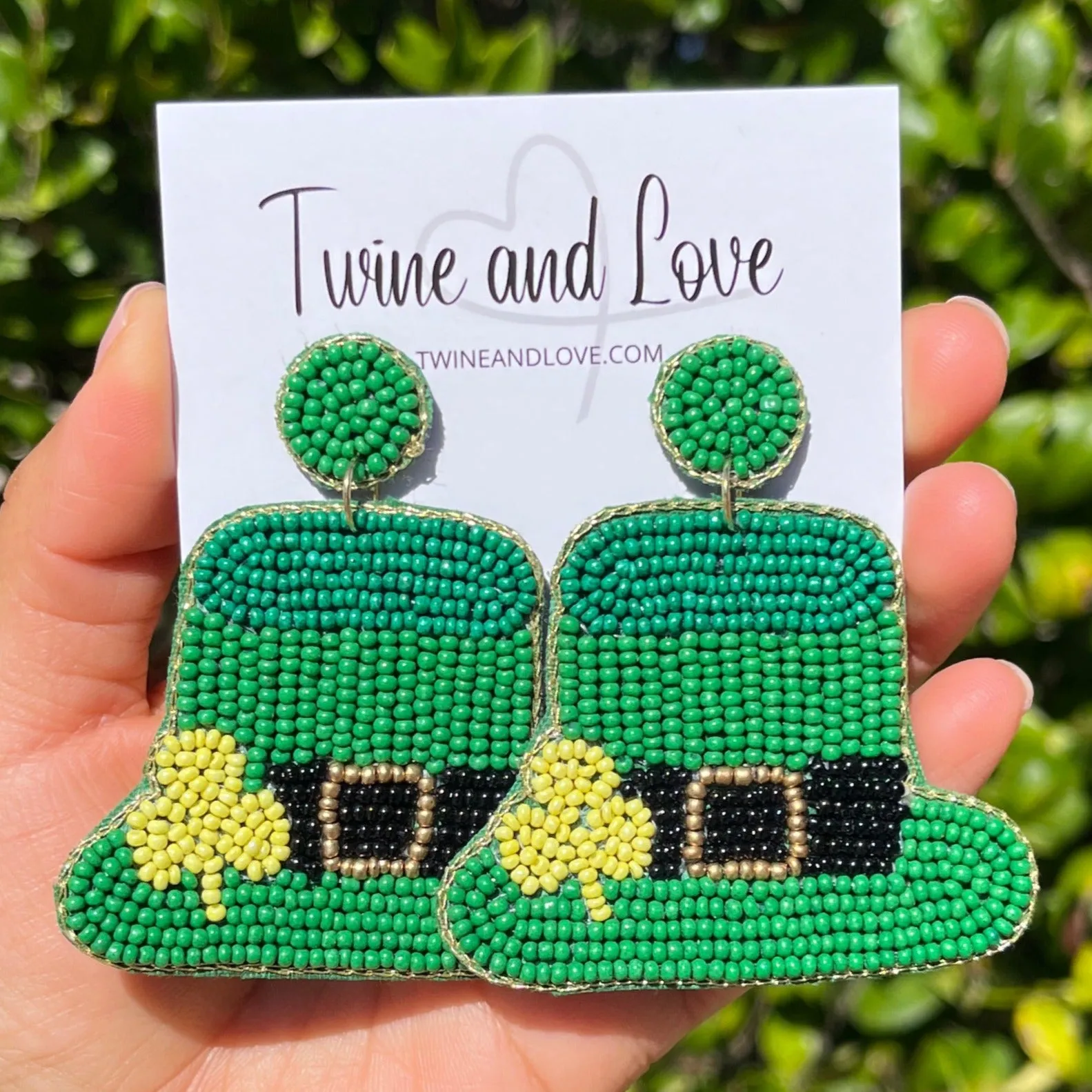 St. Patrick's Day Hat Beaded Earrings