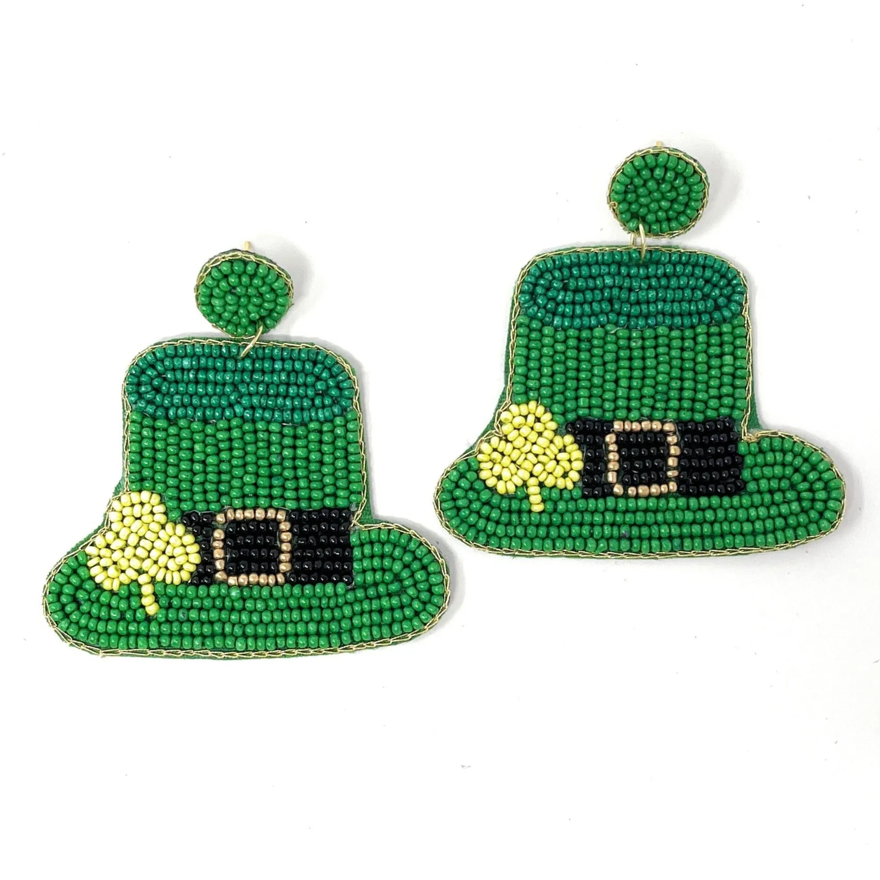 St. Patrick's Day Hat Beaded Earrings