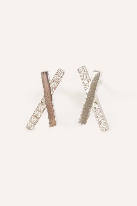 Stainless Steel Criss Cross Stud Earrings