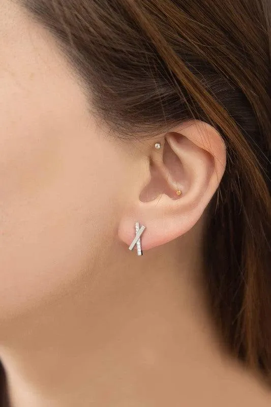 Stainless Steel Criss Cross Stud Earrings