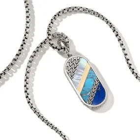 Sterling Silver 24 inch Mother of Pearl, Turquise and Lapis Lazuli Necklace