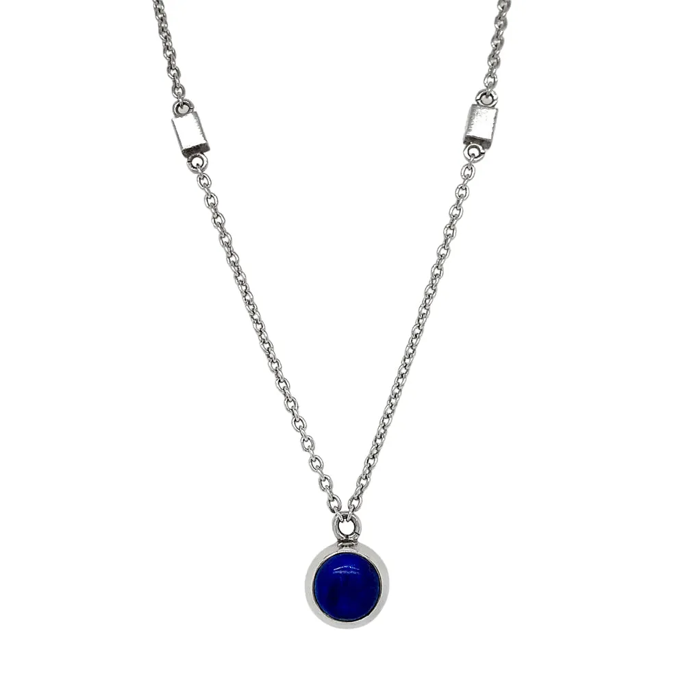 Sterling Silver & Lapis Necklace - "Tidal Wave"