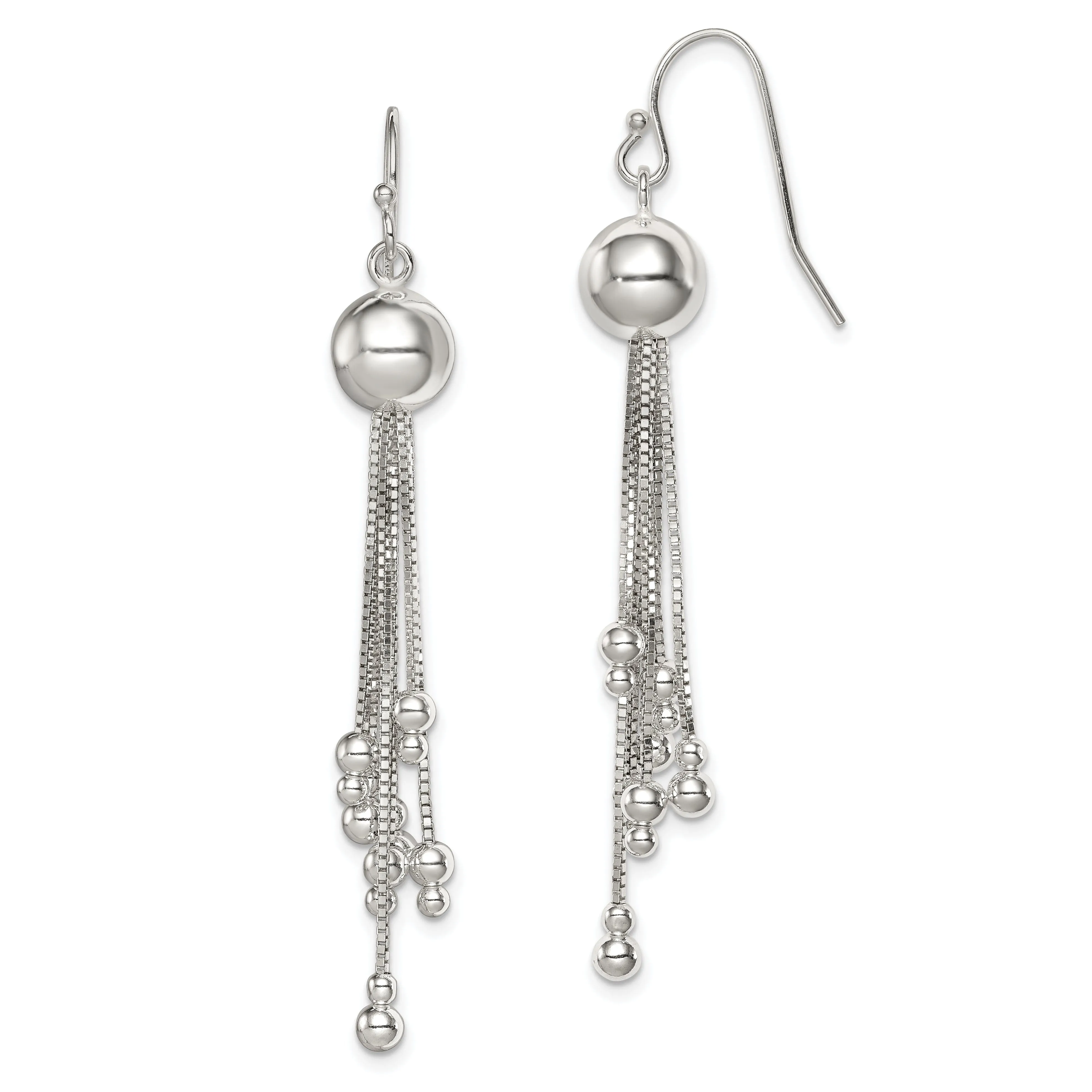 Sterling Silver Beaded Shepherd Hook Earrings