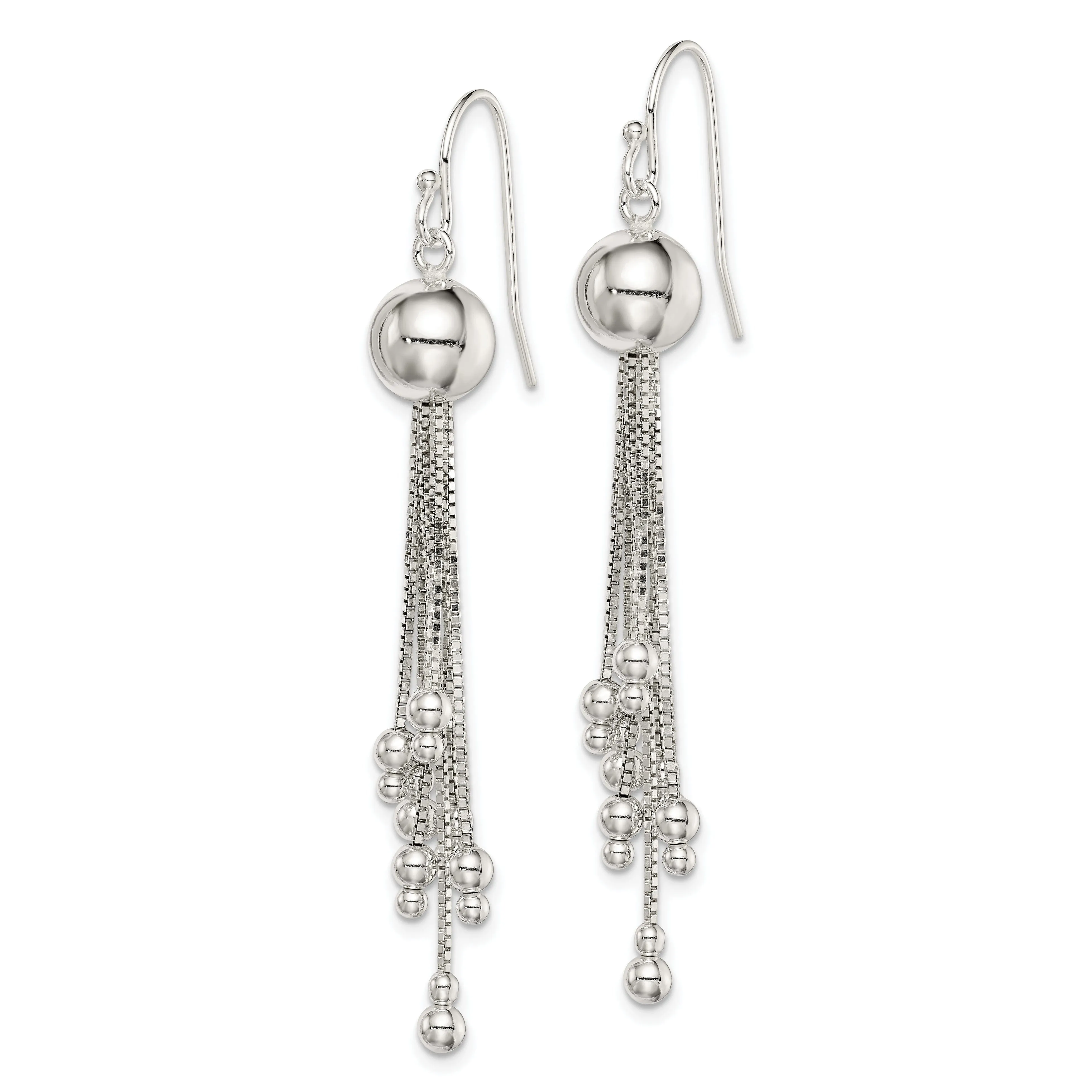 Sterling Silver Beaded Shepherd Hook Earrings