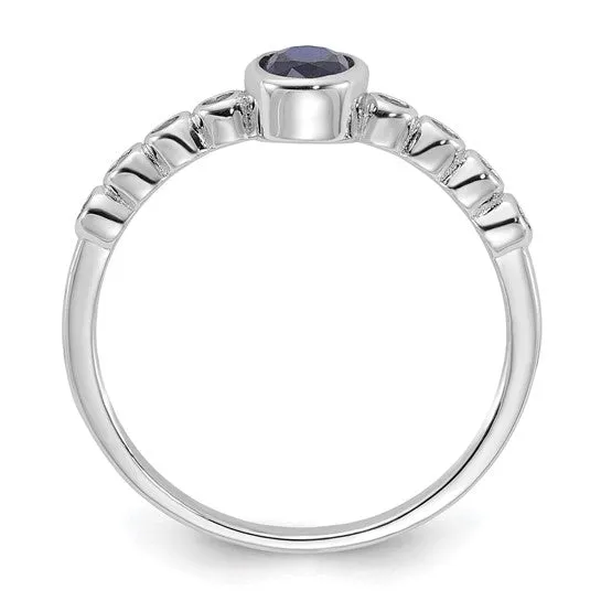 Sterling Silver Created White Sapphire and Created Blue Spinel Oval Ring