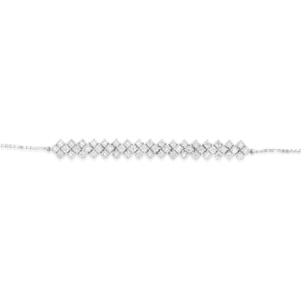 Sterling Silver Diamond Slider Bracelet with 52 Round Diamonds