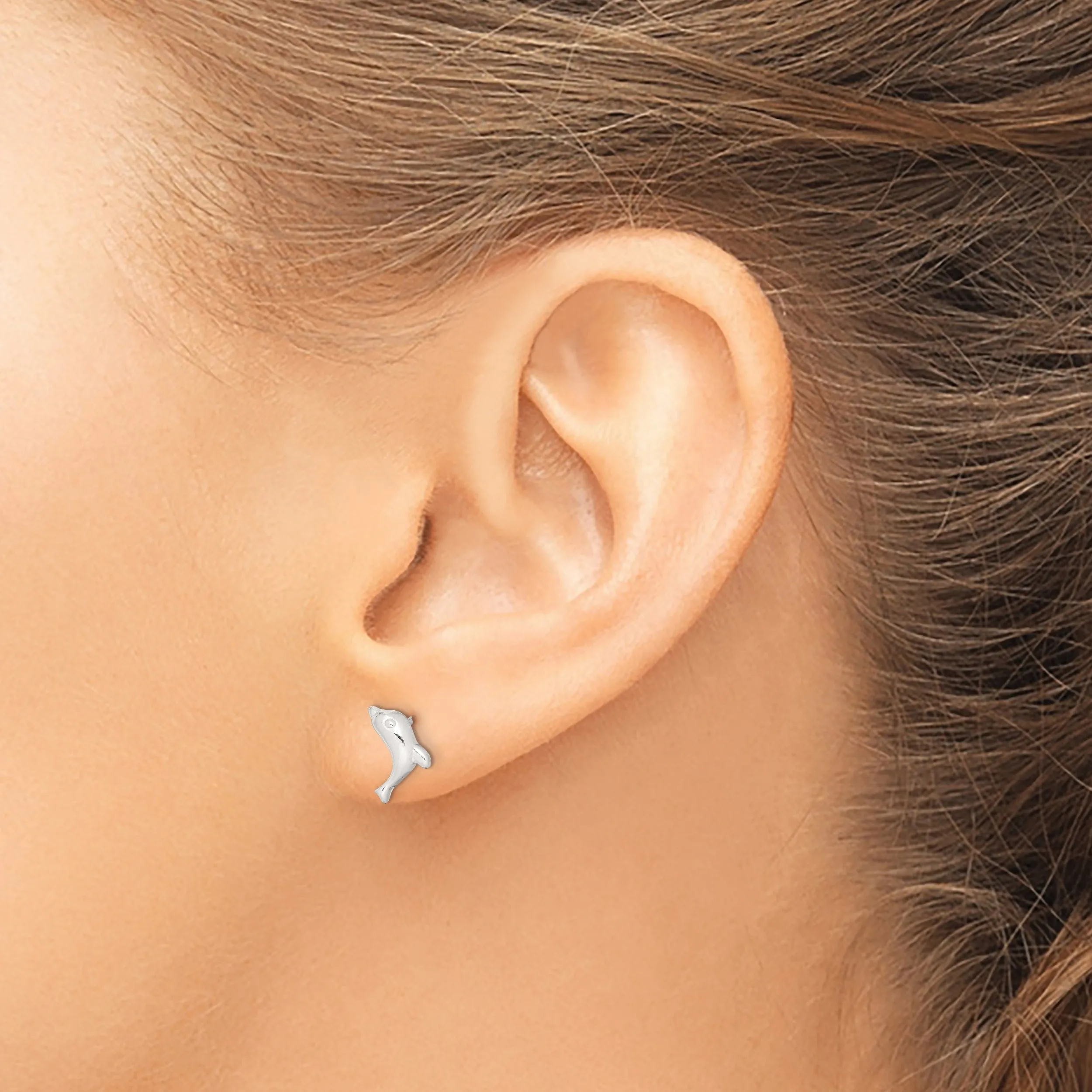 Sterling Silver Dolphin Mini Earring