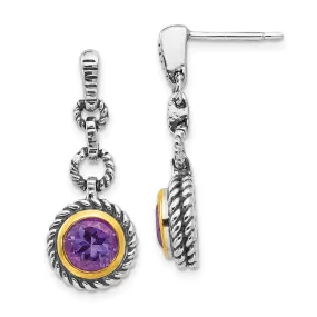 Sterling Silver Gold 1.50 Amethyst Earrings