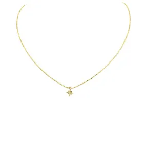 Sterling Silver Gold Plated Starburst Pendant Necklace