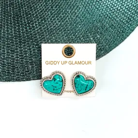 Stone Heart Earrings in Turquoise