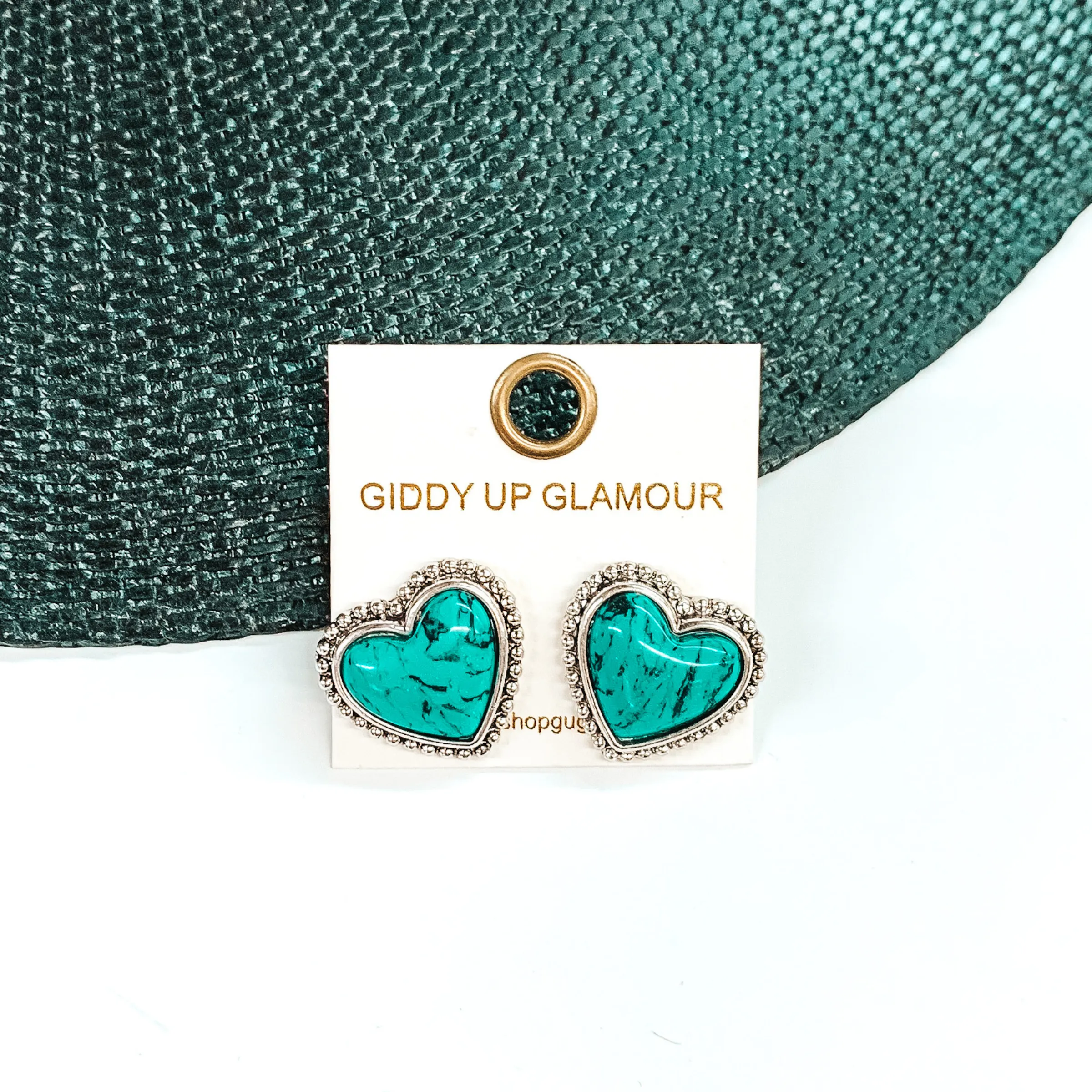 Stone Heart Earrings in Turquoise