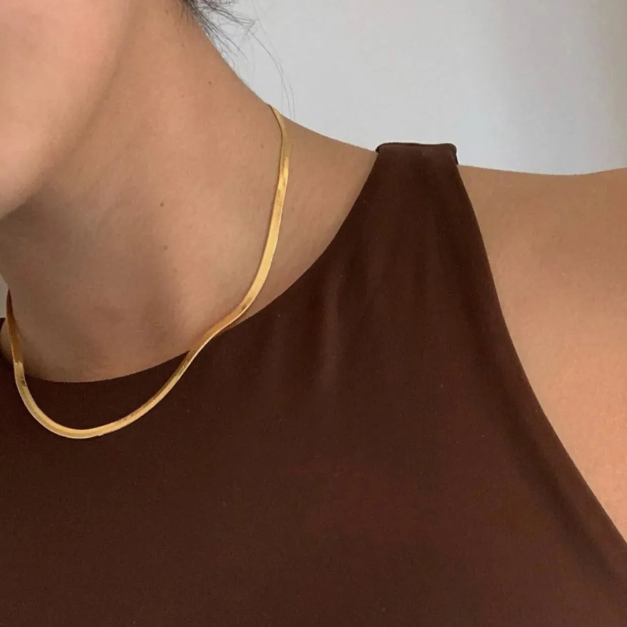 Stunning 24K Gold Blade Snake bone Necklace