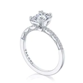 Tacori .16TW Coastal Crescent Diamond Band Engagement Ring Semi-Mounting for Emerald Center in 14K White Gold