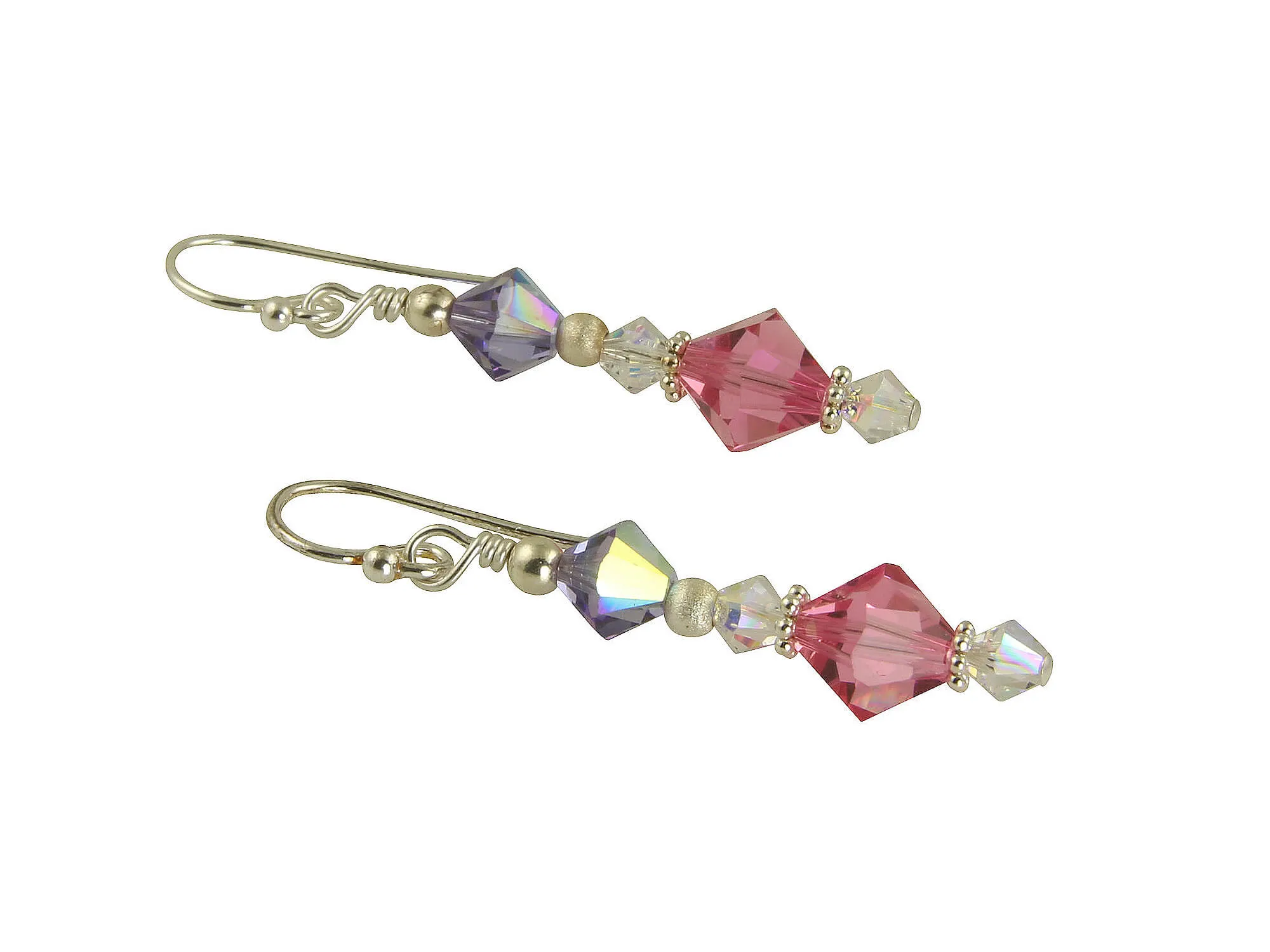 Tanzanite Pink Crystal Beaded Earrings