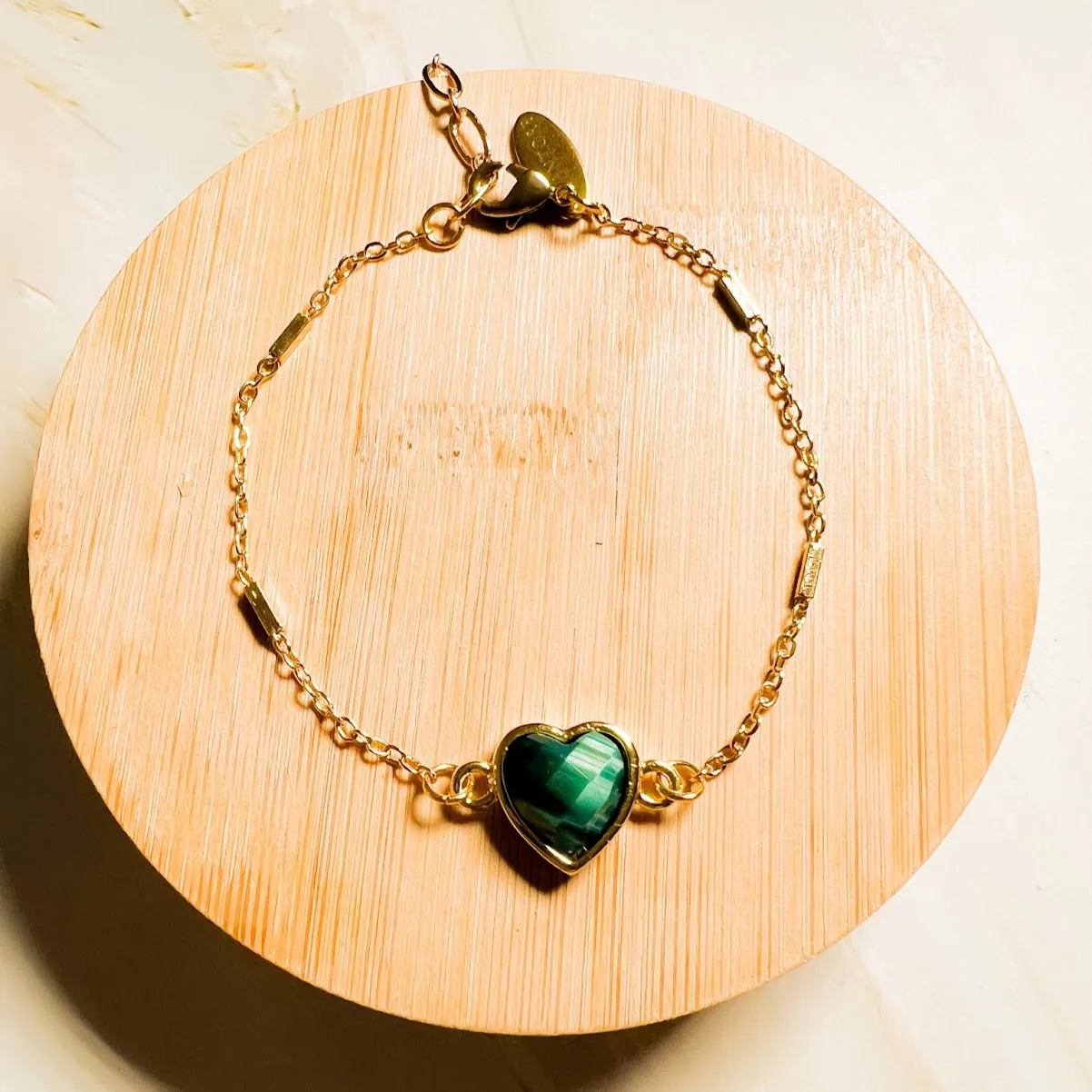 Teal Tiger Eye Heart Bracelet