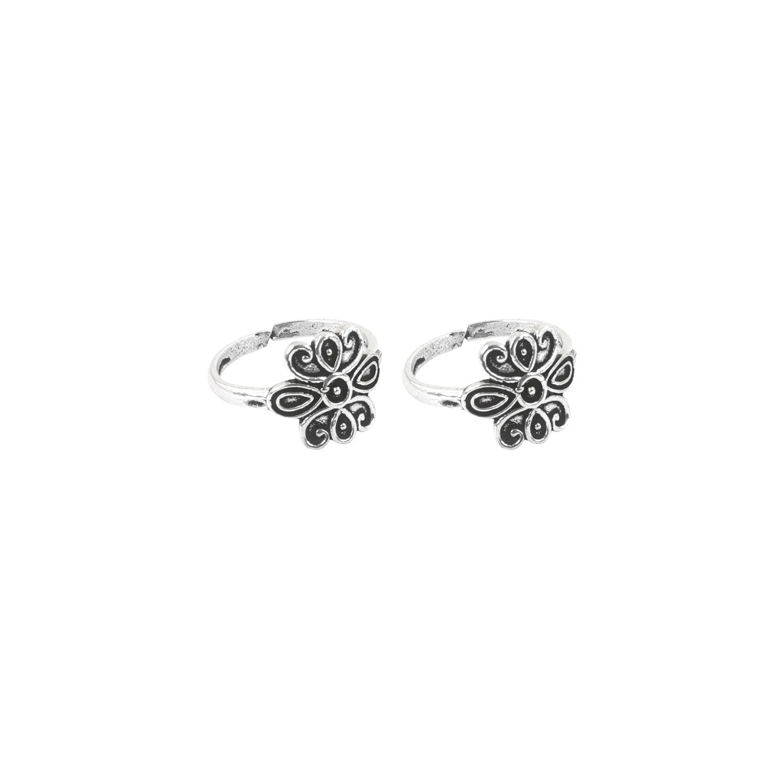 Teejh Pushp Set of 3 Silver Toe Rings