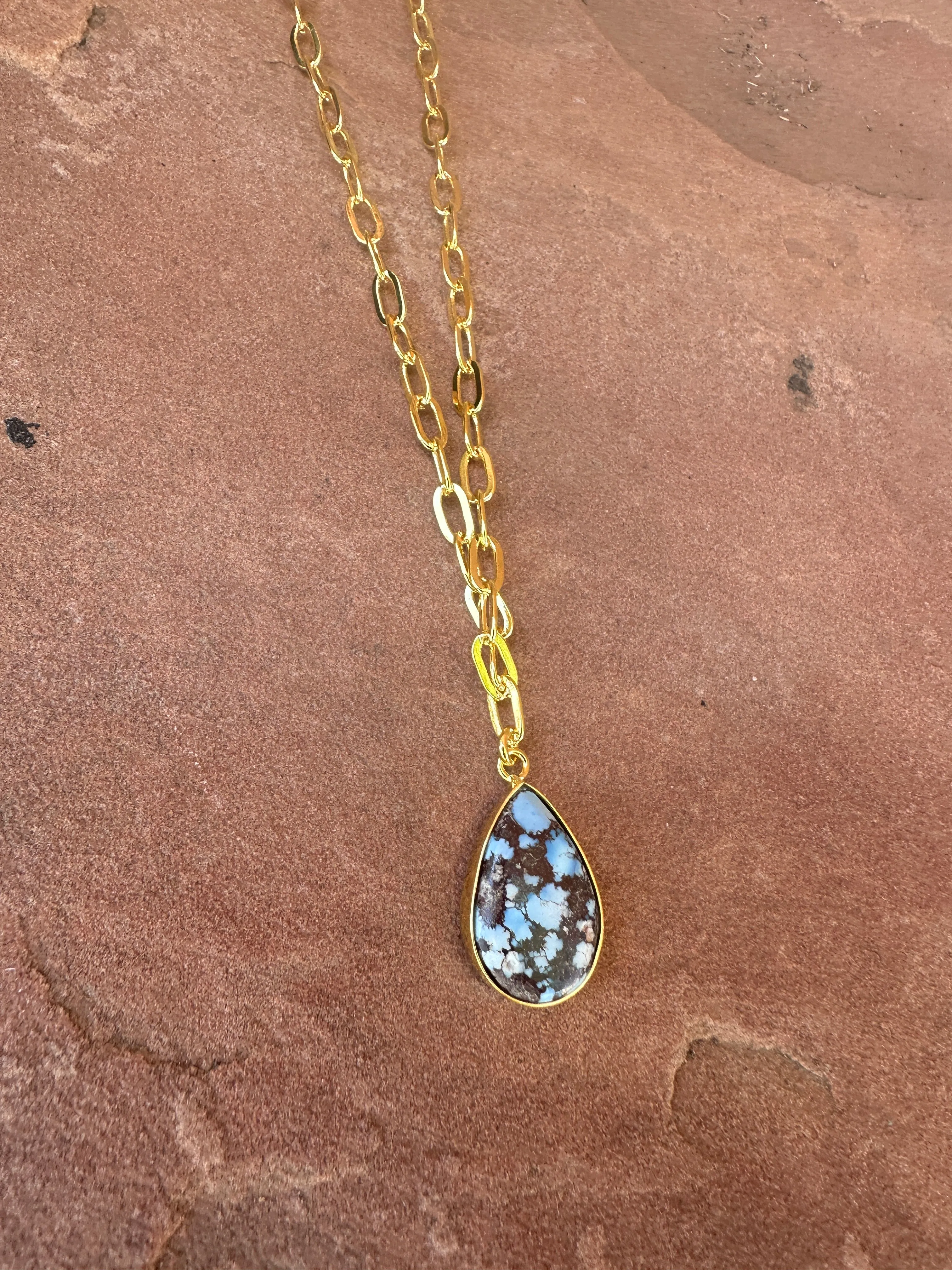 “The Golden Collection” THE GOLDIES Handmade Natural Golden Hills Turquoise 14k Gold Plated Necklace