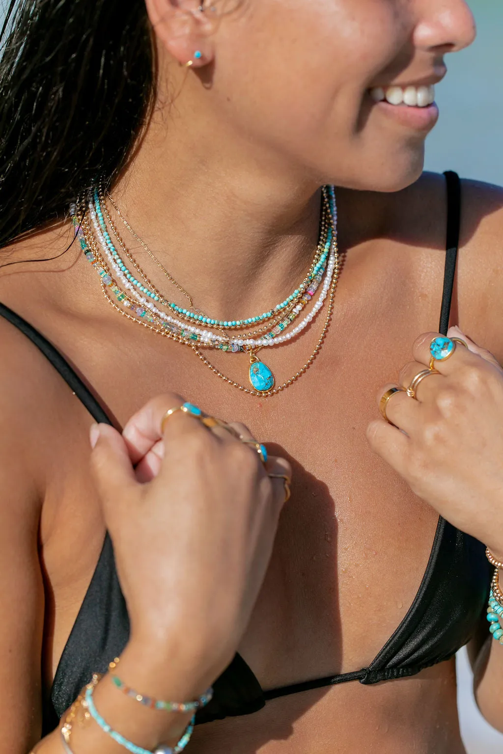 Tiny Turquoise Choker Necklace - Hōkūala