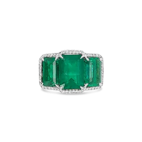 Triple Emerald & Diamond Ring