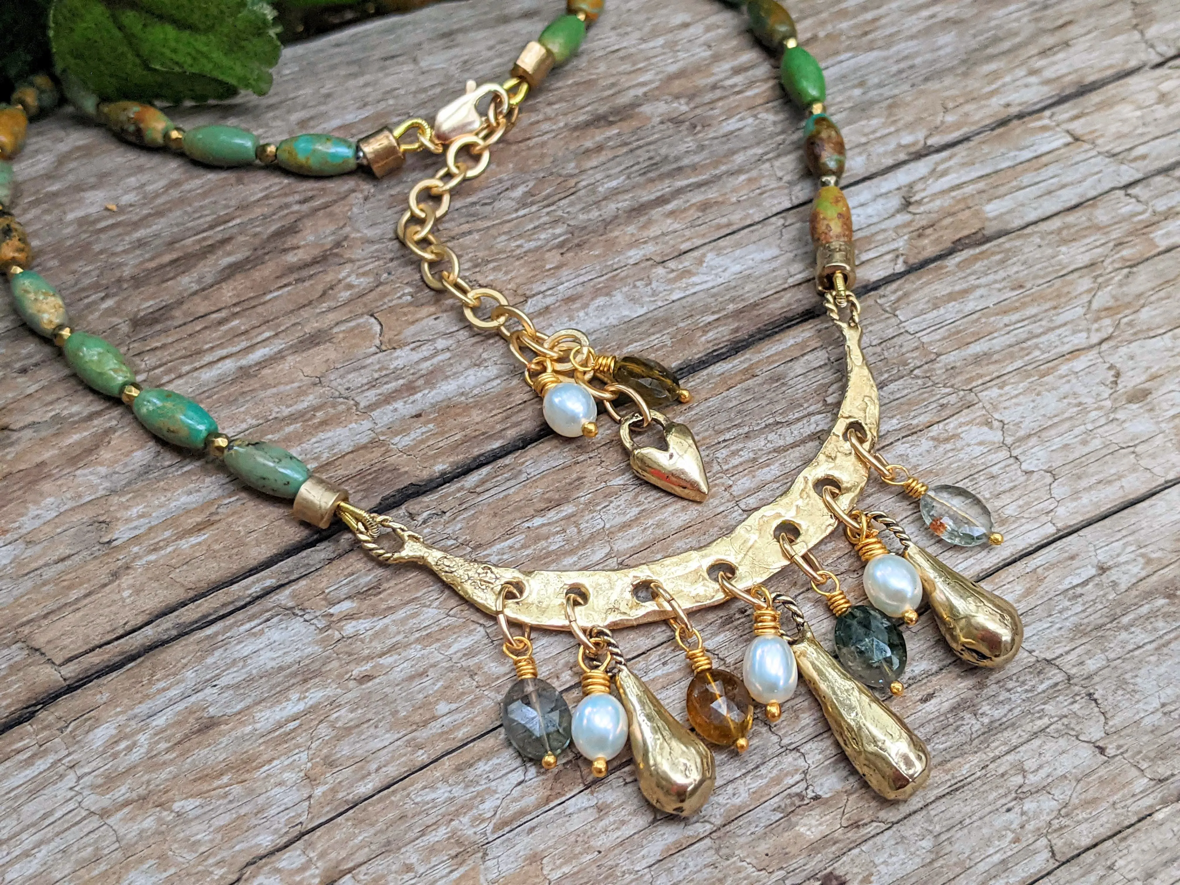 Turquoise & Tourmaline Chandelier Necklace