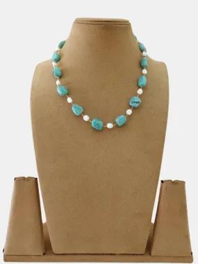 Turquoise Texture Beaded Necklace