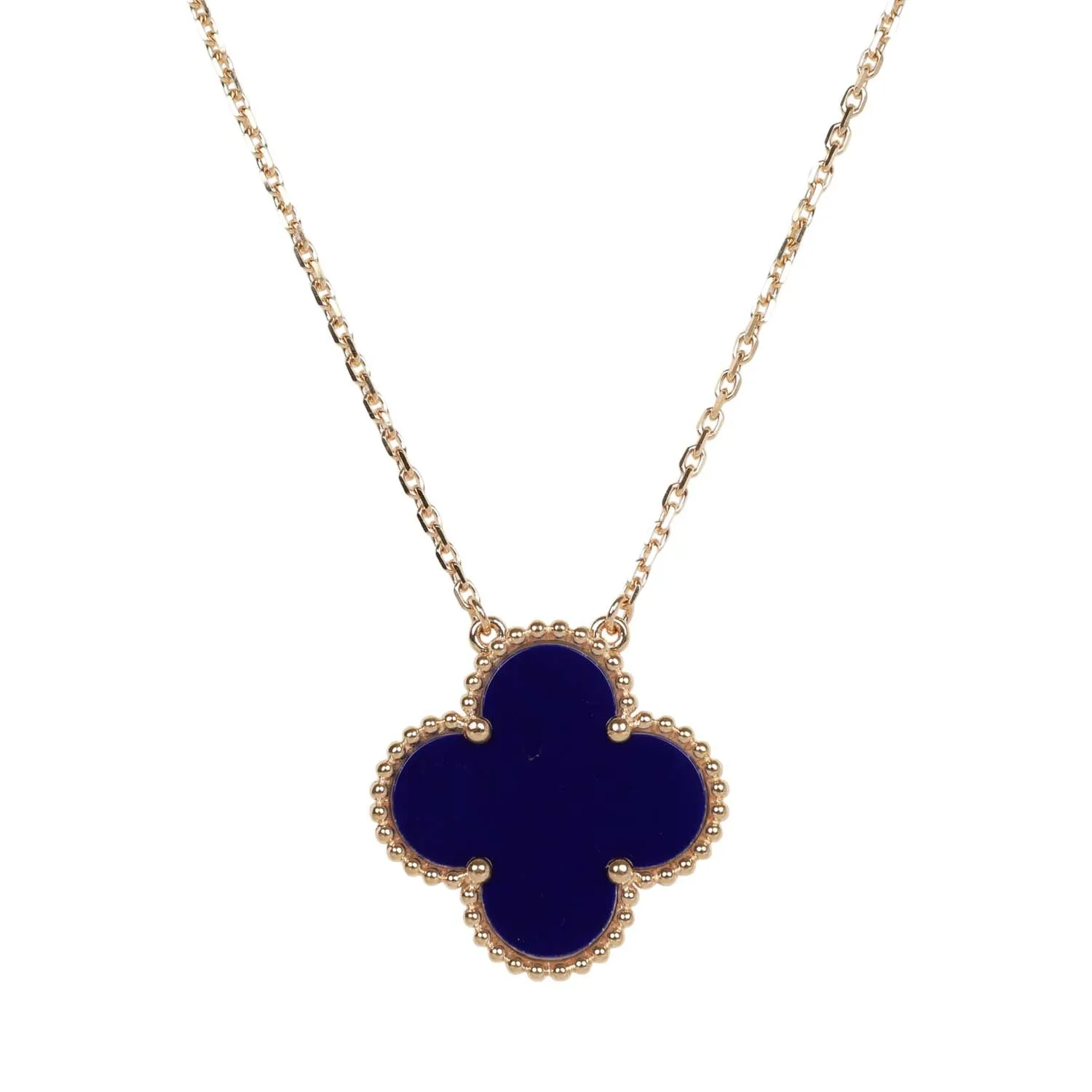 Van Cleef & Arpels Vintage Alhambra 18k Lapis Lazuli Pendant Necklace