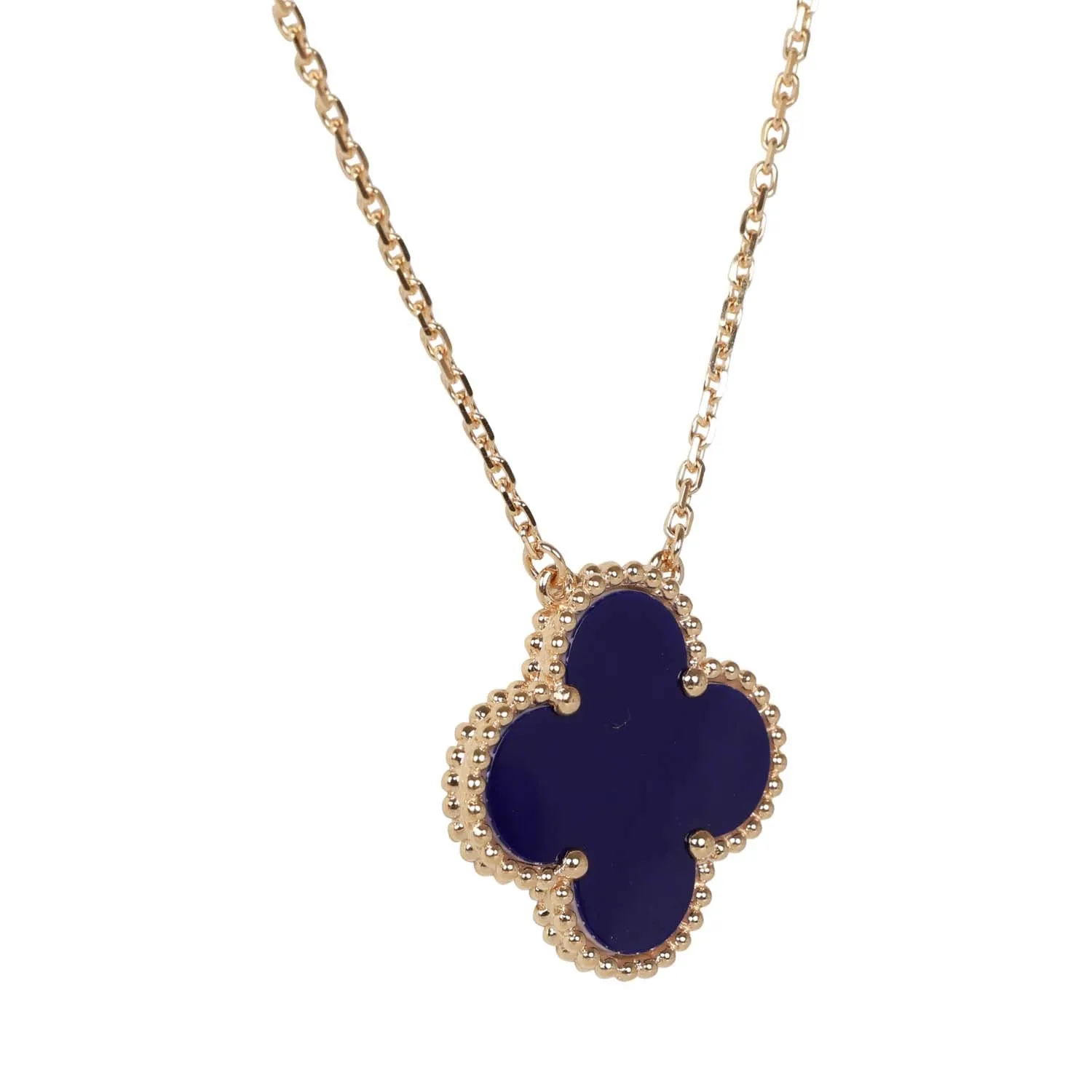 Van Cleef & Arpels Vintage Alhambra 18k Lapis Lazuli Pendant Necklace