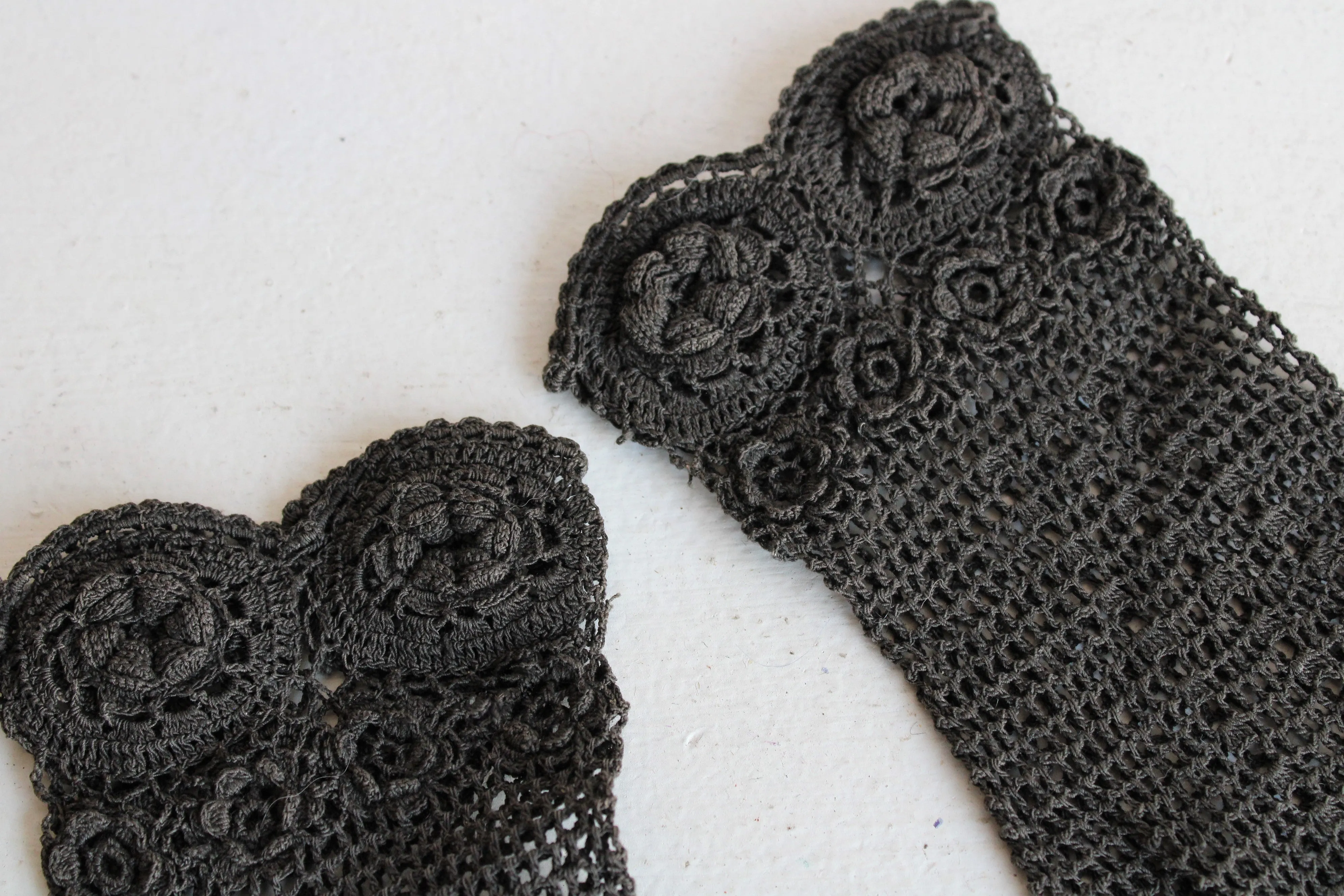 Victorian Black Crochet Gloves