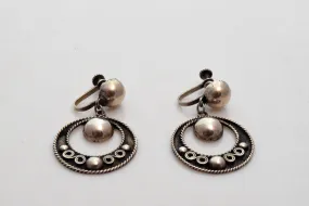 Vintage Early Silver Screw Back Mexico Earrings