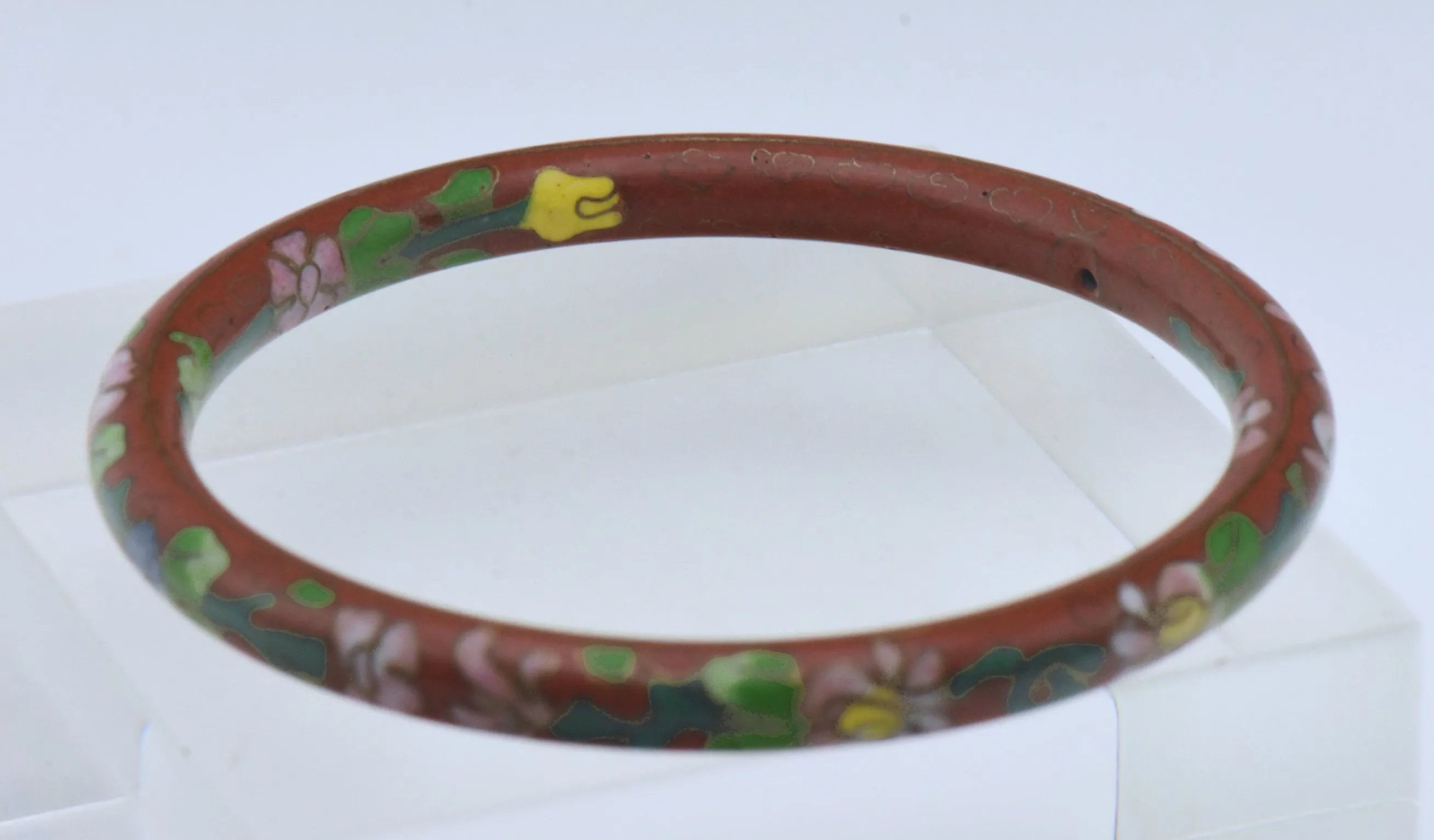 Vintage Red Cloisonne Bangle Bracelet