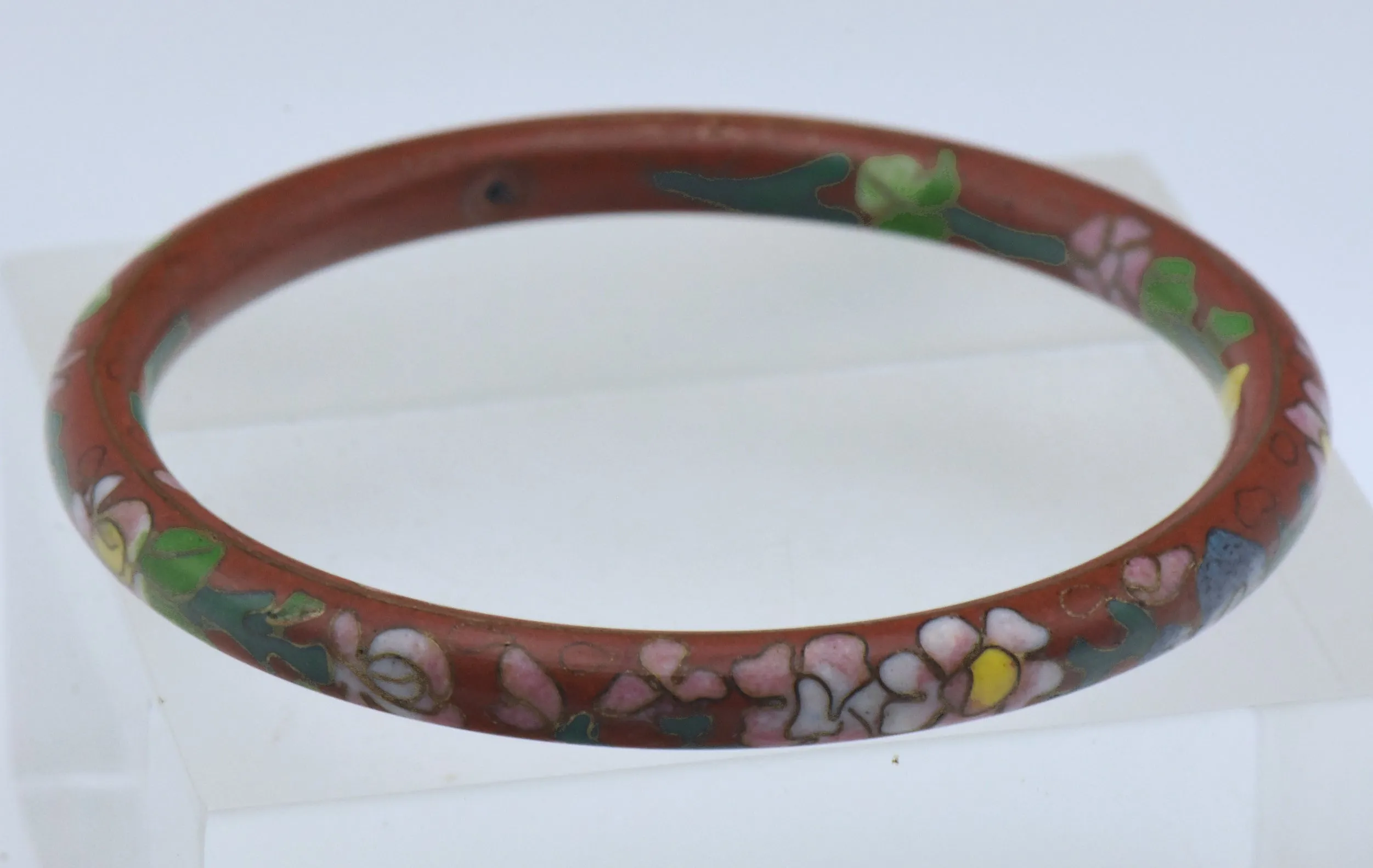 Vintage Red Cloisonne Bangle Bracelet